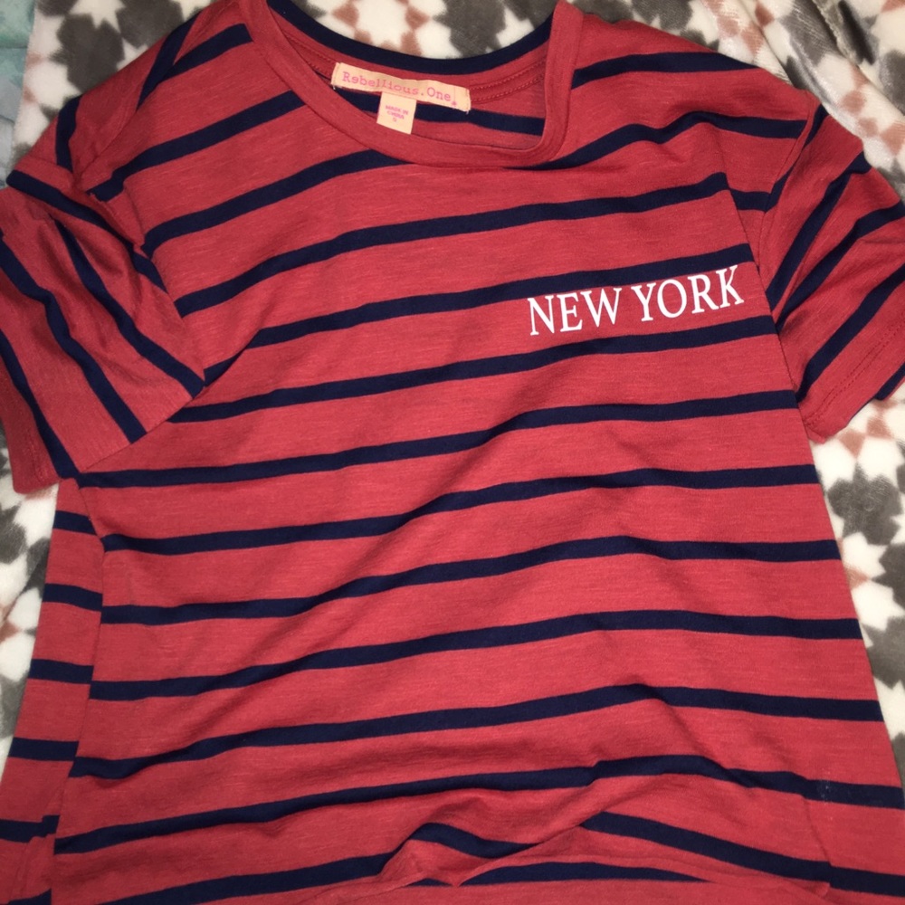 Red and blue striped t-shirt